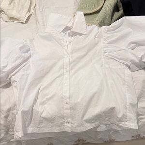 Zara White Puff Sleeve Blouse